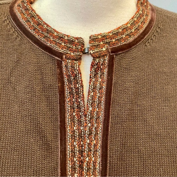 NWT Kate Hill brown merino wool cardigan with hook front. Size large - Picture 5 of 9